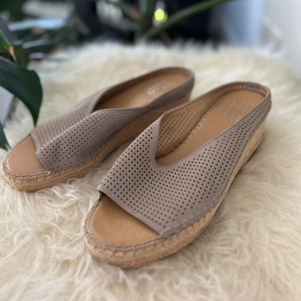 Perforated Tan Espadrille Wedge Sandals from Franco Sarto size 9